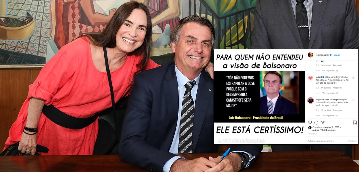 Regina Duarte e Jair Bolsonaro