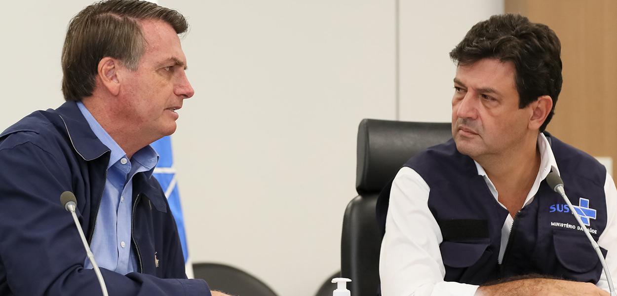 Jair Bolsoanro e o ministro da Saúde, Luiz Henrique Mandetta