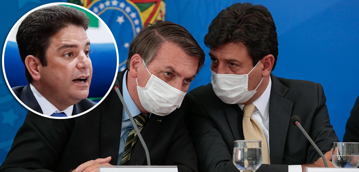 Gladson Cameli; Jair Bolsonaro e Luiz Henrique Mandetta