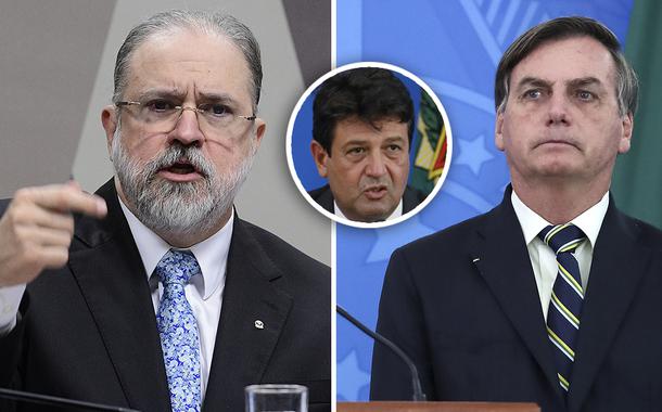 Augusto Aras, Luiz Henrique Mandetta no detalhe e Jair Bolsonaro