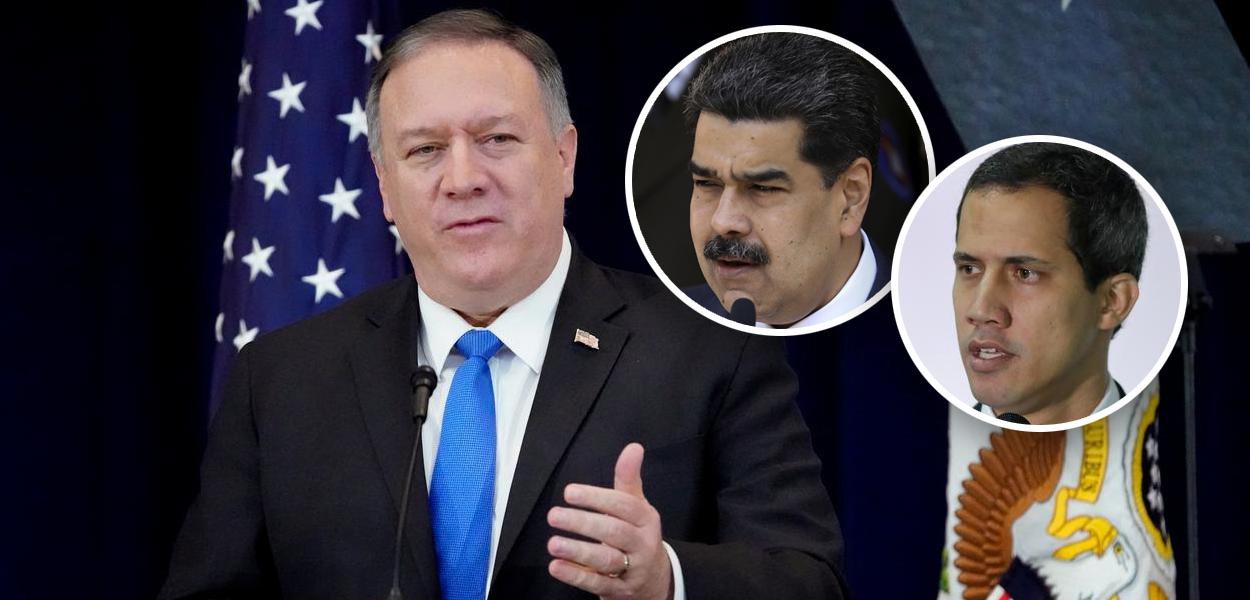 Mike Pompeo, Nicolás Maduro e Juan Guaidó