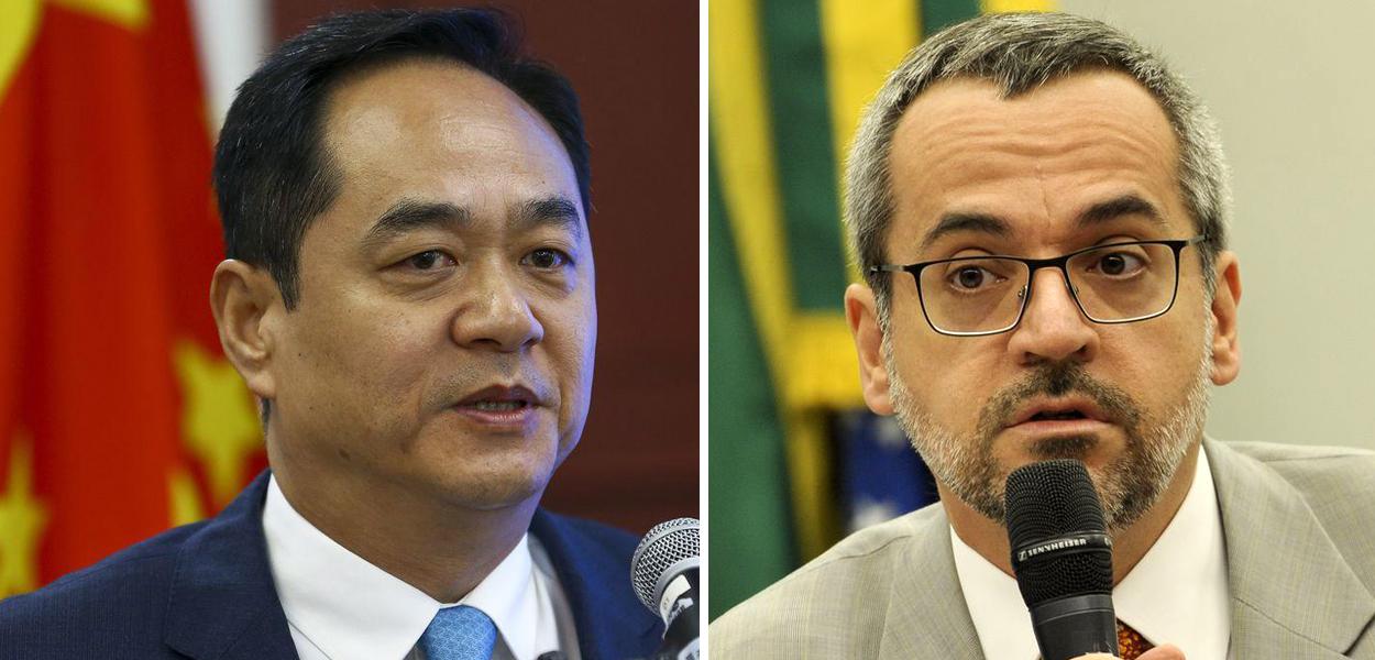 Embaixador chinês Yan Wanming e o ministro Abraham Weintraub