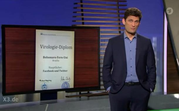 Trecho do programa Extra 3, da TV alemã, apresentado por Christian Ehring