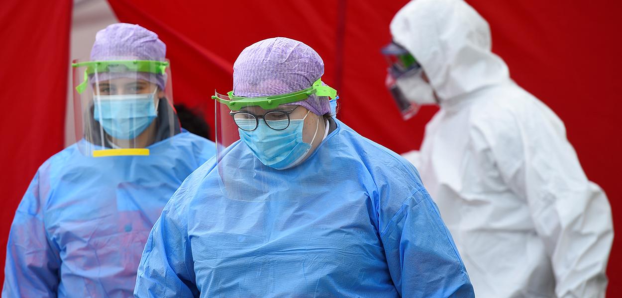 Profissionais de saúde durante epidemia de coronavírus na Alemanha