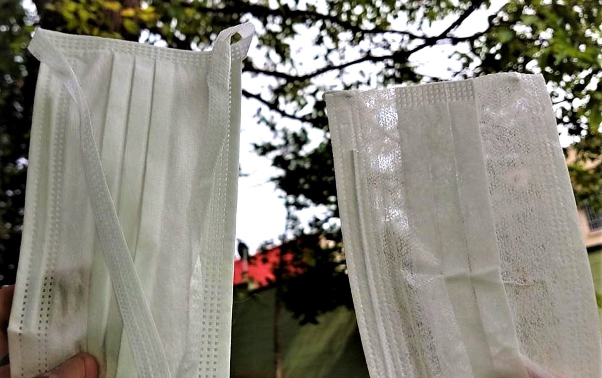 À esquerda, a máscara de proteção normalmente utilizado nas unidades de saúde. À direita o novo modelo