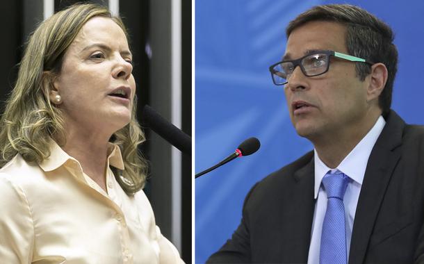 Gleisi Hoffmann e Roberto Campos Neto