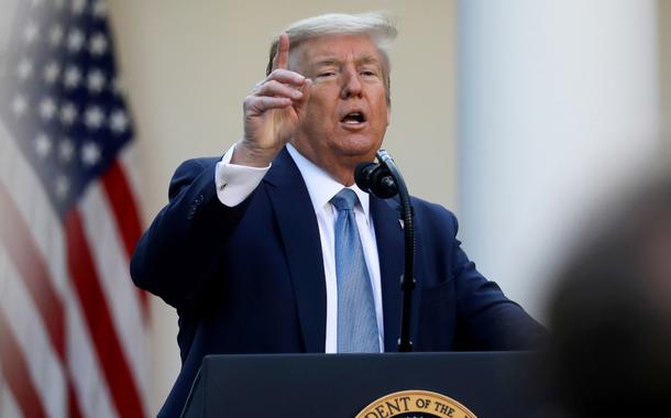 Presidente dos EUA, Donald Trump, durante briefing sobre coronavírus na Casa Branca 15/04/2020