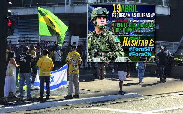 Manifestação contra a quarentena, em defesa do presidente Jair Bolsonaro