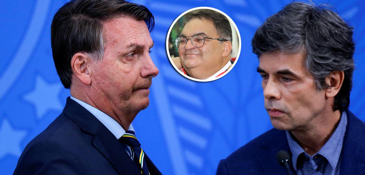 Presidente Jair Bolsonaro e novo ministro da Saúde, Nelson Teich; Flávio Rocha no detalhe