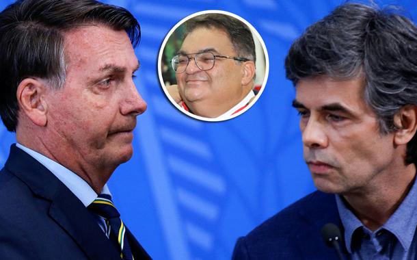 Presidente Jair Bolsonaro e novo ministro da Saúde, Nelson Teich; Flávio Rocha no detalhe