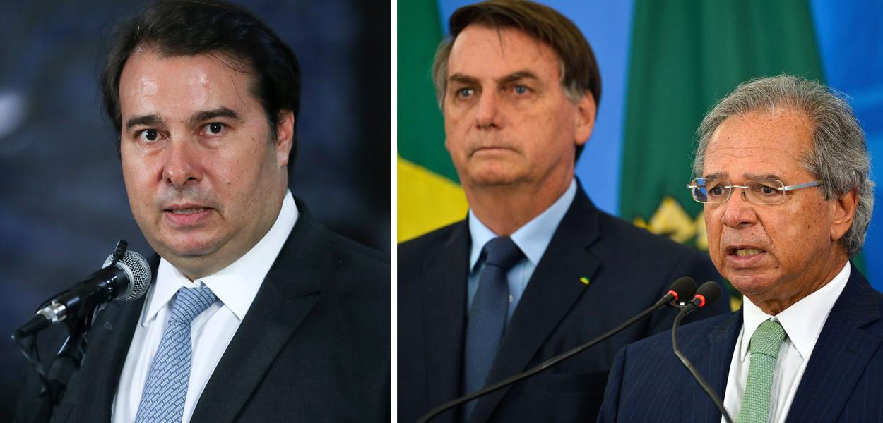 Rodrigo Maia, Jair Bolsonaro e Paulo Guedes