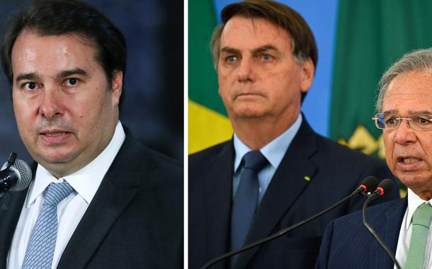 Rodrigo Maia, Jair Bolsonaro e Paulo Guedes