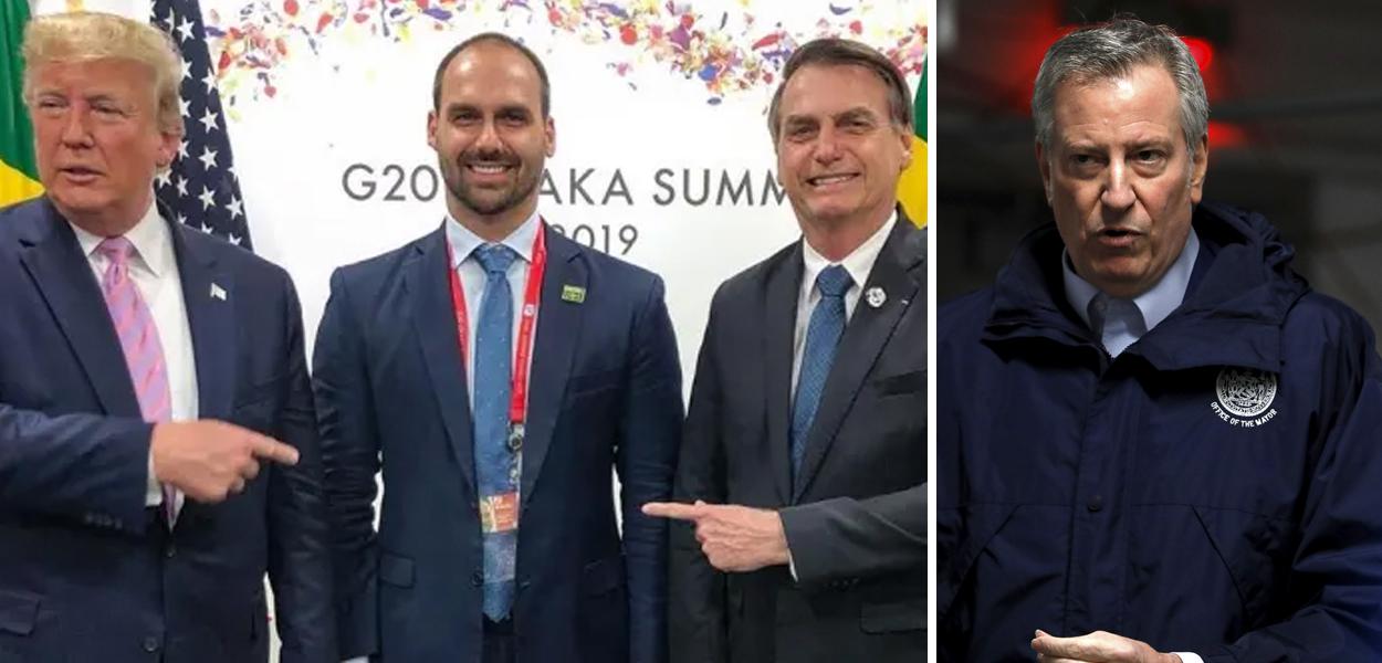 Donald Trump, Eduardo Bolsanro, Jair Bolsonaro e Bill de Blasio