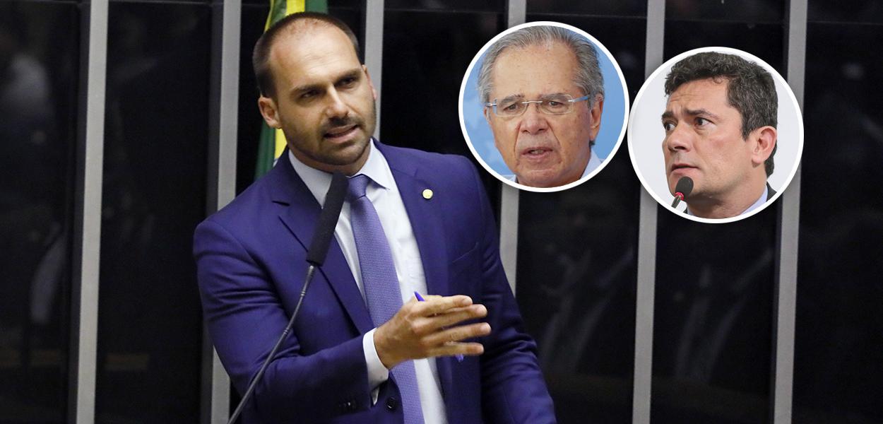Eduardo Bolsonaro, Paulo Guedes e Sérgio Moro