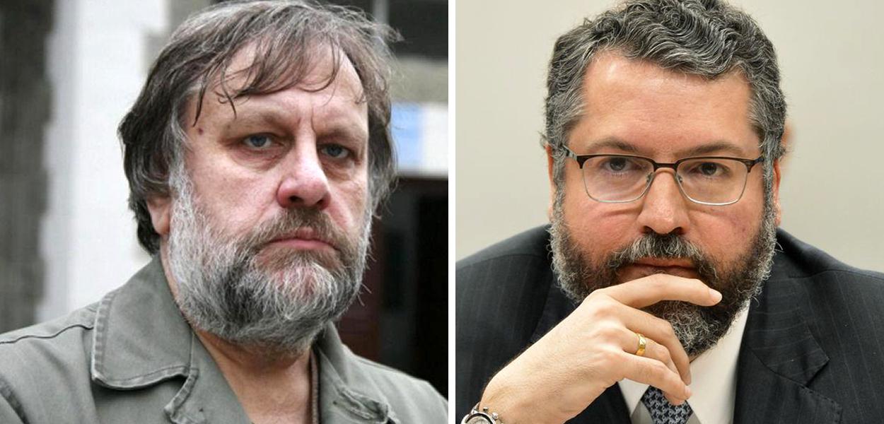 Filósofo Slavoj Zizek e Ernesto Araújo