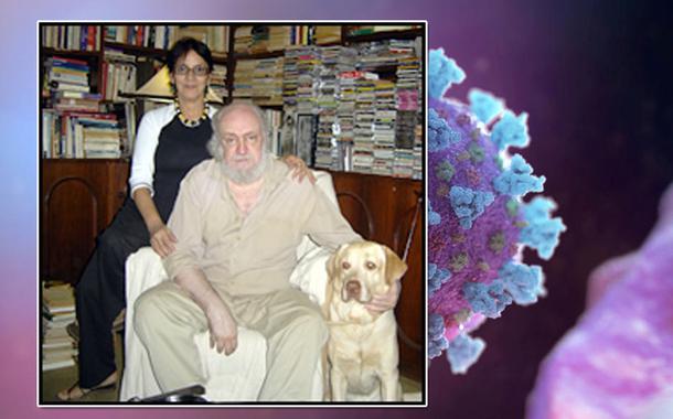 Aldir com a esposa Mari e o labrador