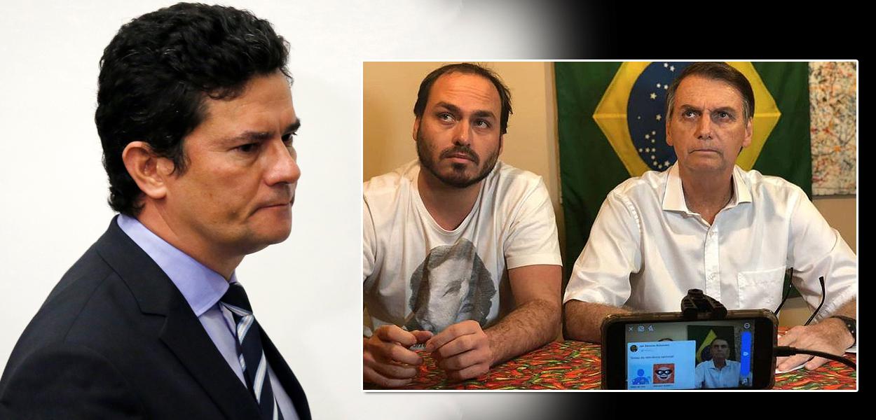 Sérgio Moro, Carlos Bolsonaro e Jair Bolsonaro