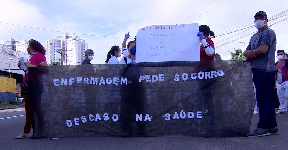 Protesto de enfermeiros em Manaus