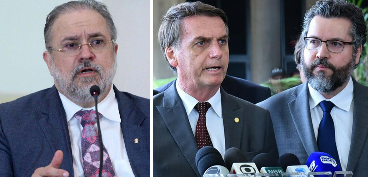 Augusto Aras, Jair Bolsonaro e Ernesto Araújo