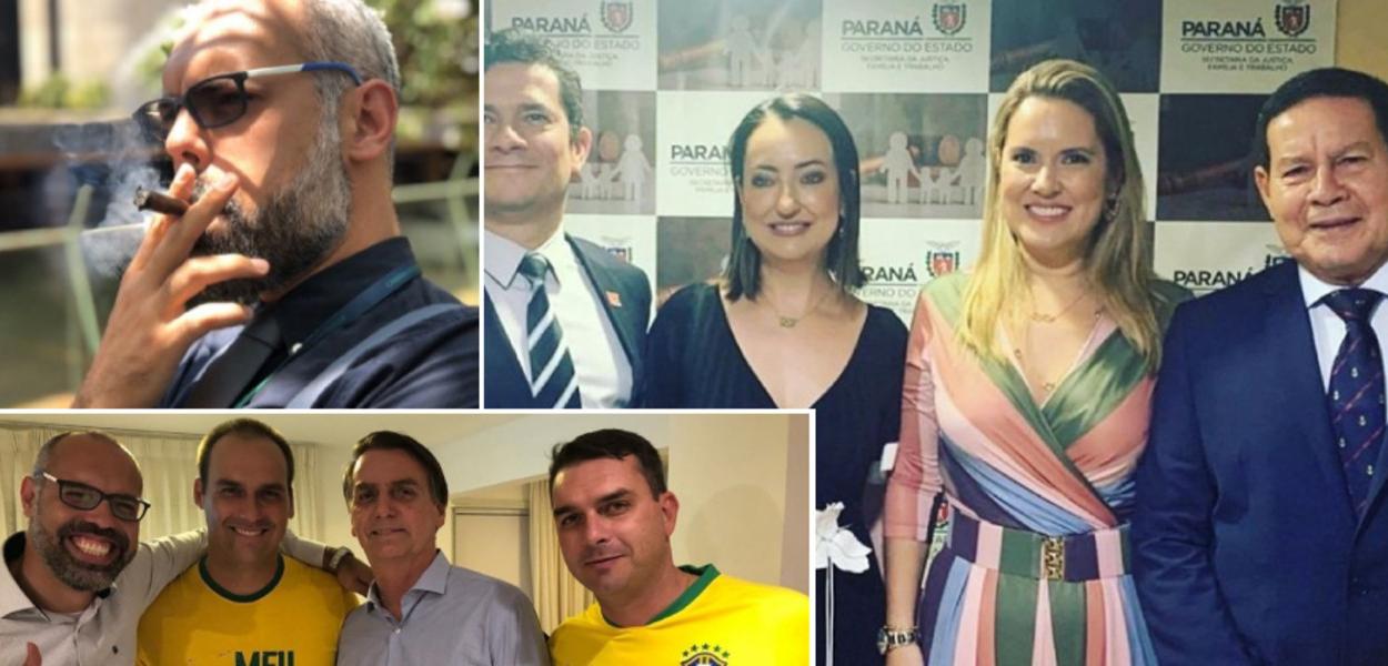 Allan dos Santos, Eduardo Bolsonaro, Jair Bolsonaro, Flávio Bolsonaro, Sergio Moro, Rosângela Moro, Paula Mourão e Hamilton Mourão