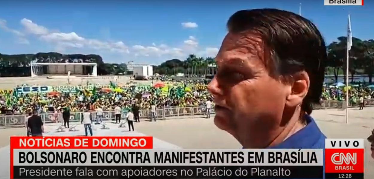 Jair Bolsonaro em ato em Brasília