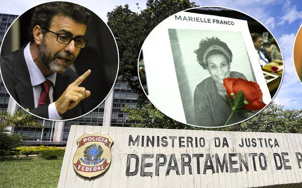 Marcelo Freixo, Marielle Franco, Jair Bolsonaro e fachada do prédio da Polícia Federal
