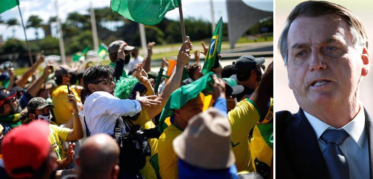 Jair Bolsonaro e bolsonaristas agredindo jornalistas