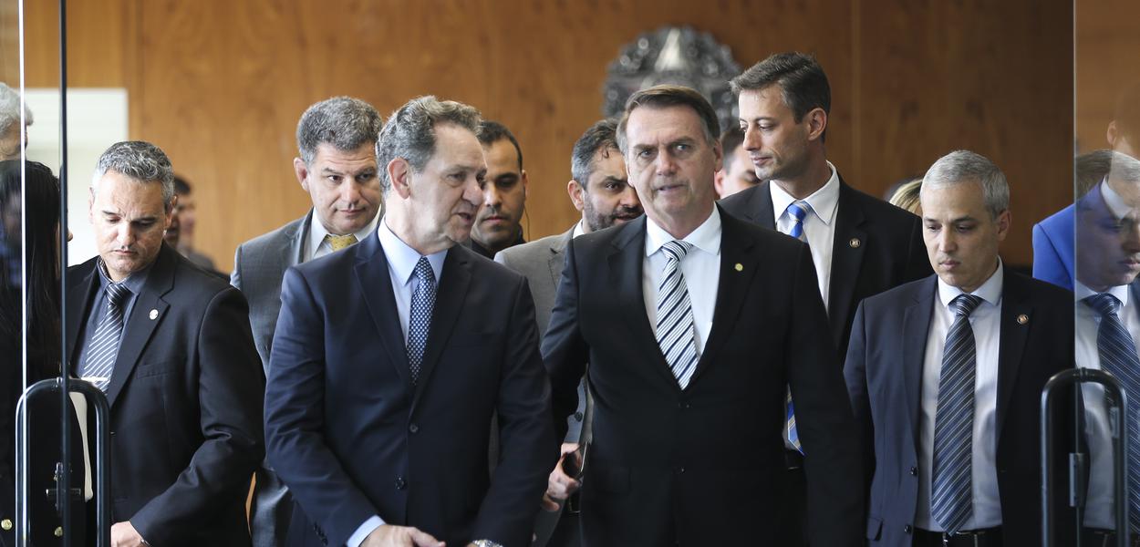 O presidente do Superior Tribunal de Justiça (STJ), João Otávio de Noronha, recebe o presidente eleito Jair Bolsonaro.