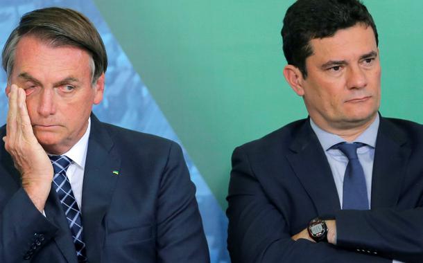 Jair Bolsonaro e o ex-ministro da Justiça Sergio Moro.