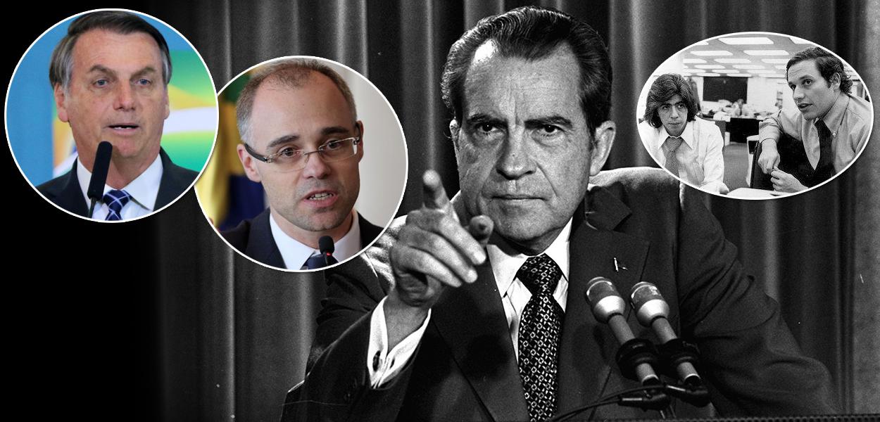 Jair Bolsonaro, André Mendonça, Richard Nixon, Carl Bernstein e Bob Woodward