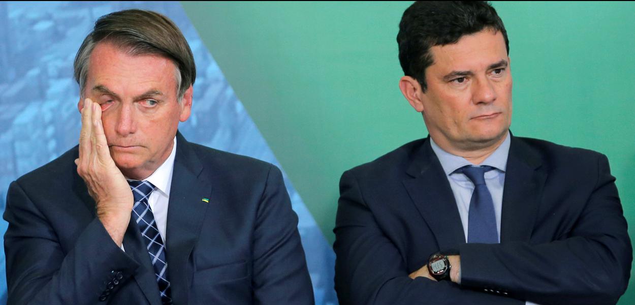 Jair Bolsonaro e o ex-ministro da Justiça Sergio Moro.