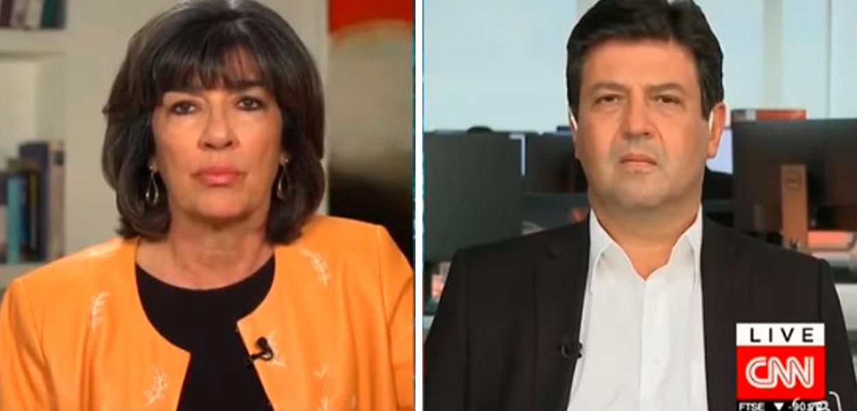 Christiane Amanpour, da CNN Internacional, e Luiz Henrique Mandetta