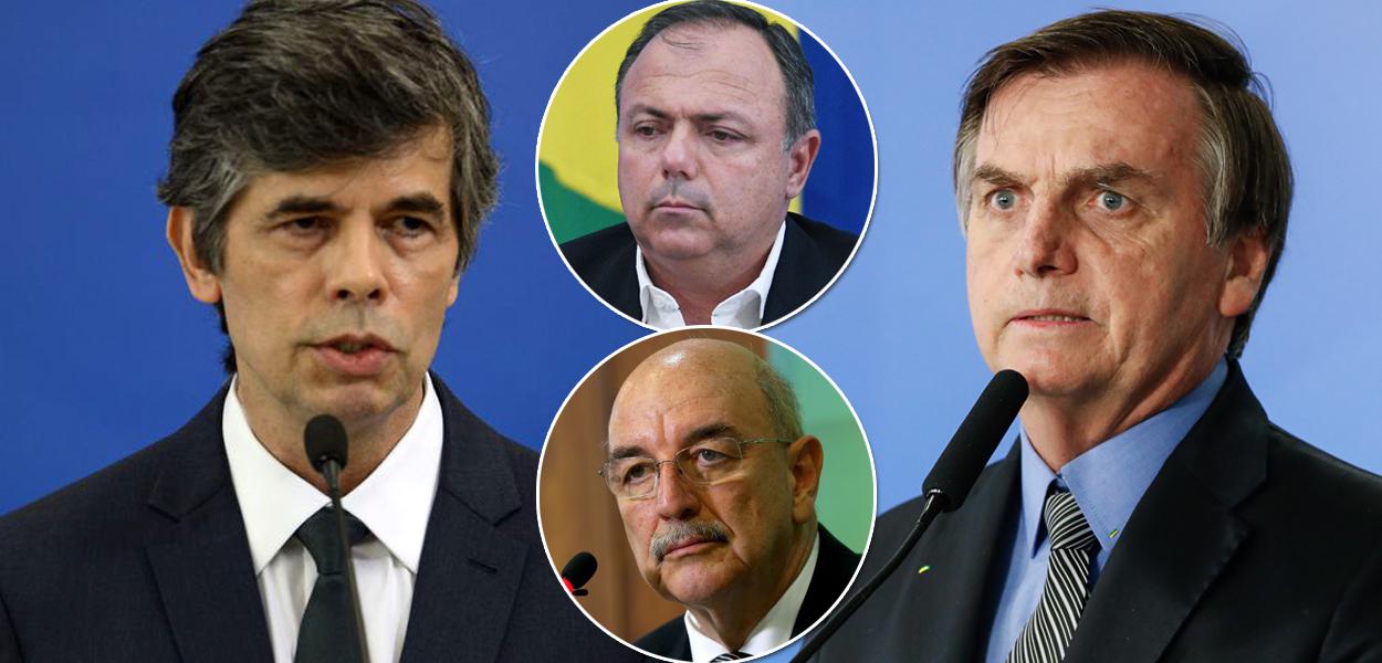 Nelson Teich, Eduardo Pazuello, Osmar Terra e Jair Bolsonaro