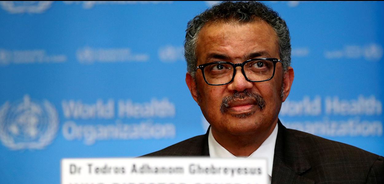Chefe da OMS, Tedros Adhanom Ghebreyesus, durante entrevista coletiva sobre situação do coronavírus