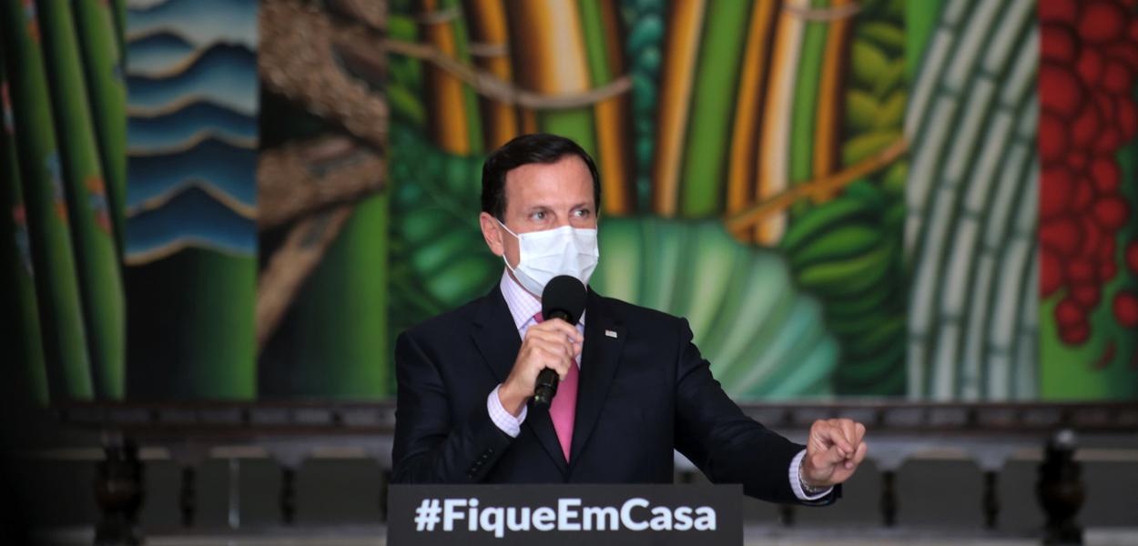 O Governador do Estado de São Paulo, João Doria, durante a coletiva de imprensa de combate ao coronavírus.