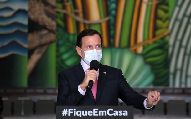 O Governador do Estado de São Paulo, João Doria, durante a coletiva de imprensa de combate ao coronavírus.