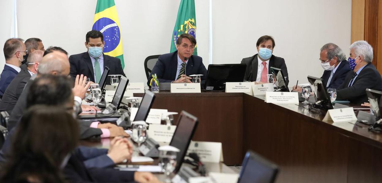 Jair Bolsonaro, Davi Alcolumbre e Rodrigo Maia