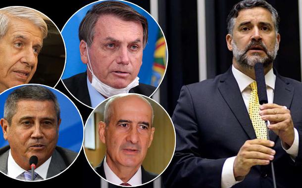 Augusto Heleno, Jair Bolsonaro, Braga Netto, Luiz Eduardo Ramos e Paulo Pimenta