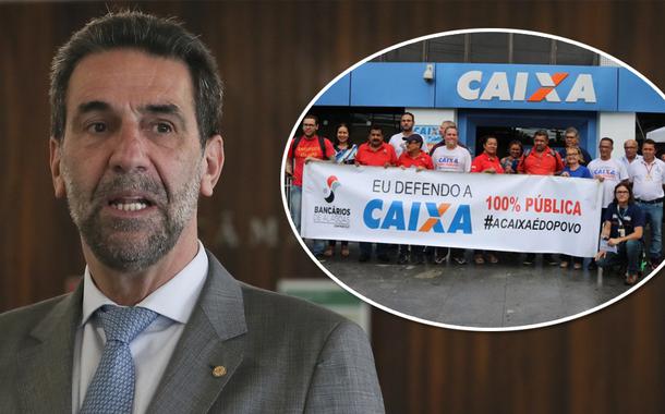 Enio Verri e protesto contra privatização da Caixa