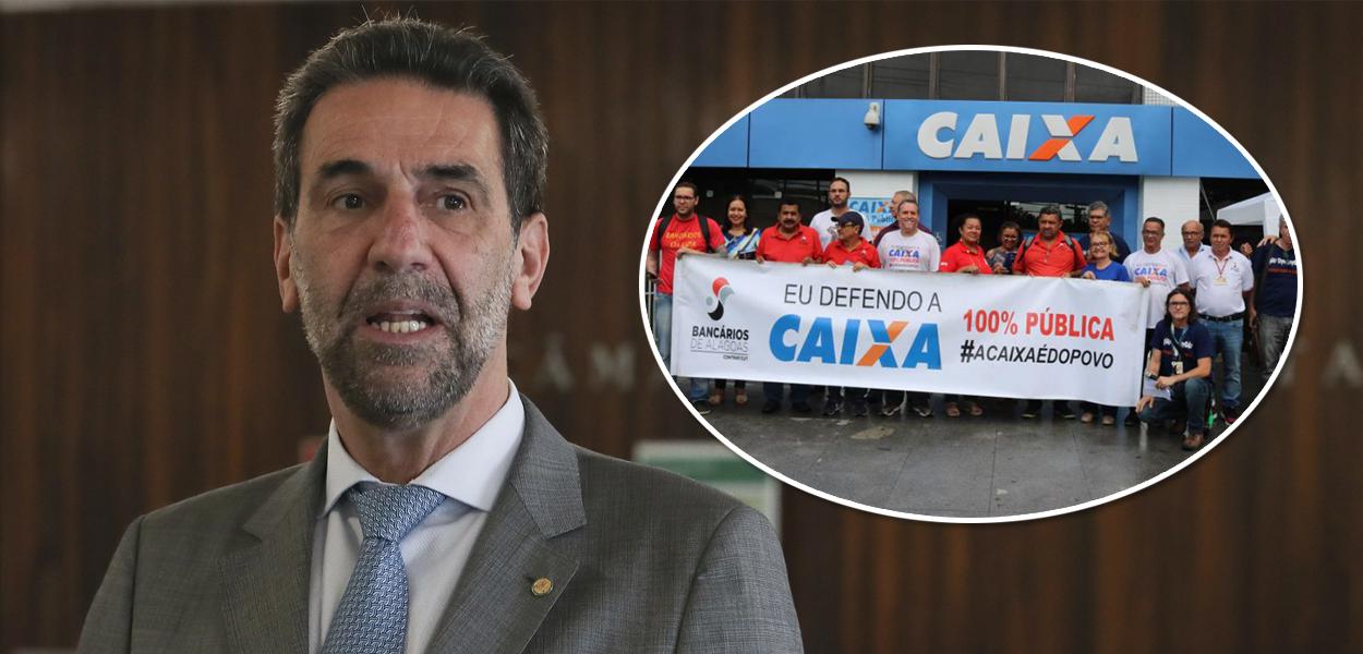 Enio Verri e protesto contra privatização da Caixa