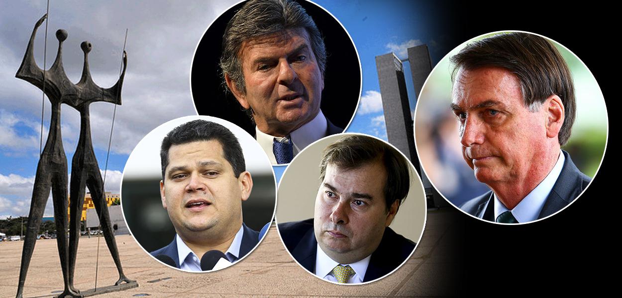 Luiz Fux, Davi Alcolumbre, Rodrigo Maia e Jair Bolsonaro