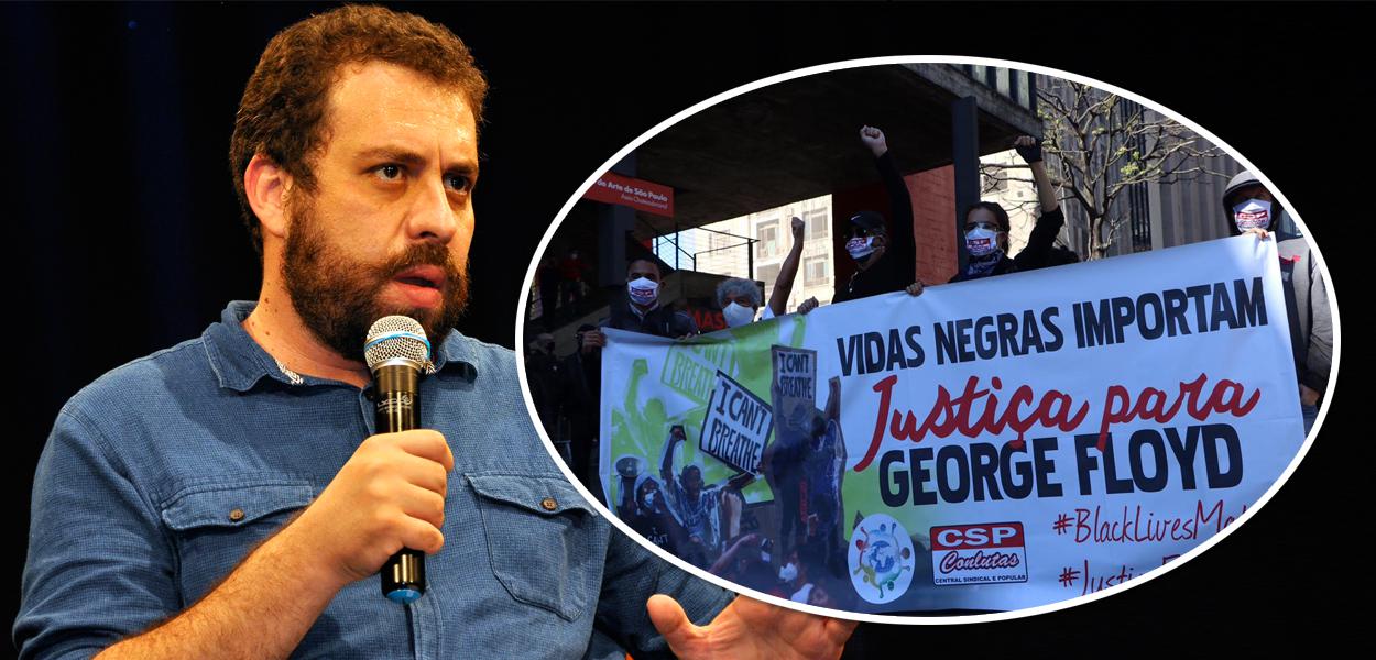 Guilherme Boulos e manifestação na Avenida Paulista em São Paulo