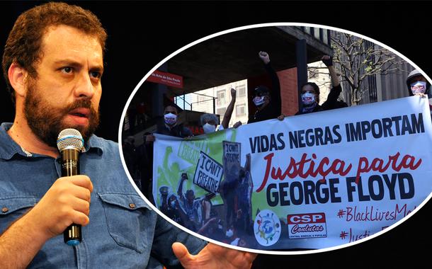 Guilherme Boulos e manifestação na Avenida Paulista em São Paulo