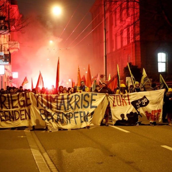 Demonstrators protest against the 50th Davos World Economic Forum