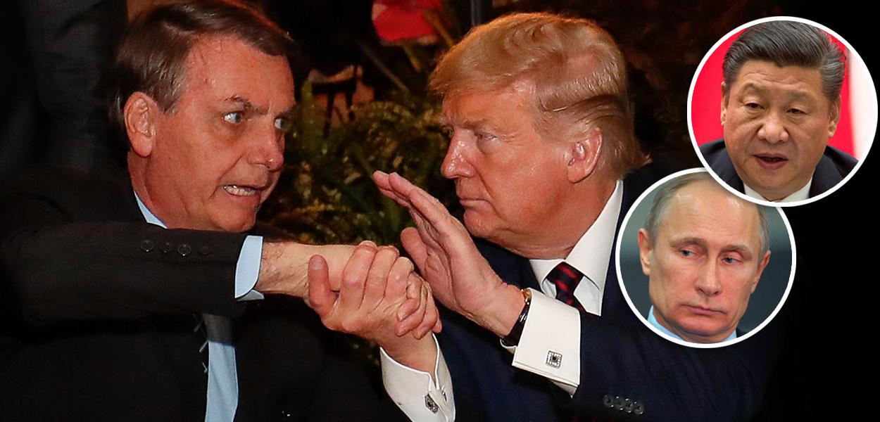 Jair Bolsonaro, Donald Trump, Xi Jinping e Vladimir Putin