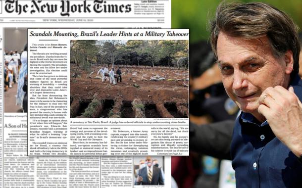 Capa do New York Times e Jair Bolsonaro