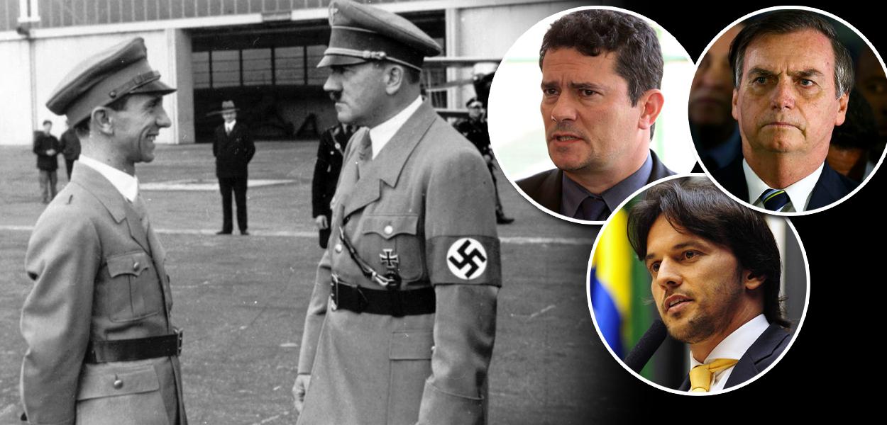 Joseph Goebbels, Adolf Hitler, Sergio Moro, Jair Bolsonaro e Fábio Faria