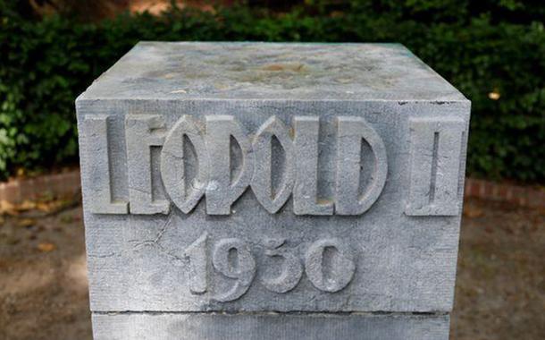 Pedestal onde estava estátua do rei Leopoldo 2º da Bélgica em Bruxelas
