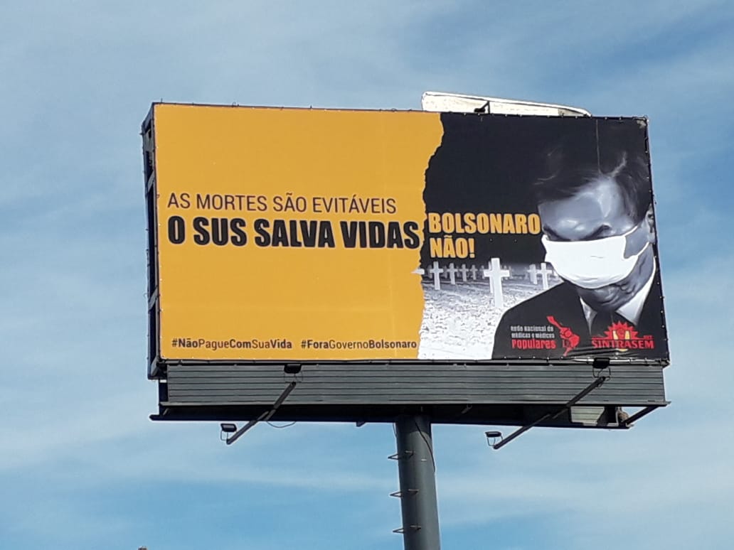 Outdoor em defesa do SUS e pelo fim do governo Bolsonaro em Florianópolis