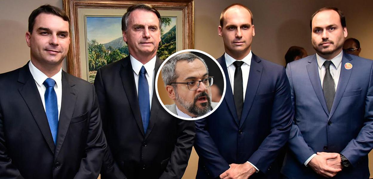 Flávio, Jair, Eduardo e Carlos Bolsonaro e Abraham Weintraub